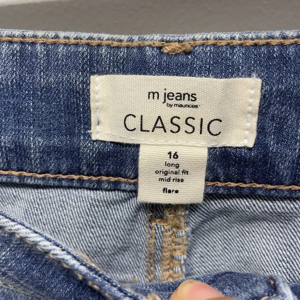 M Jeans By Maurices Classic Flare Women's Plus Sz 16 Long Mid-Rise Super Stretch